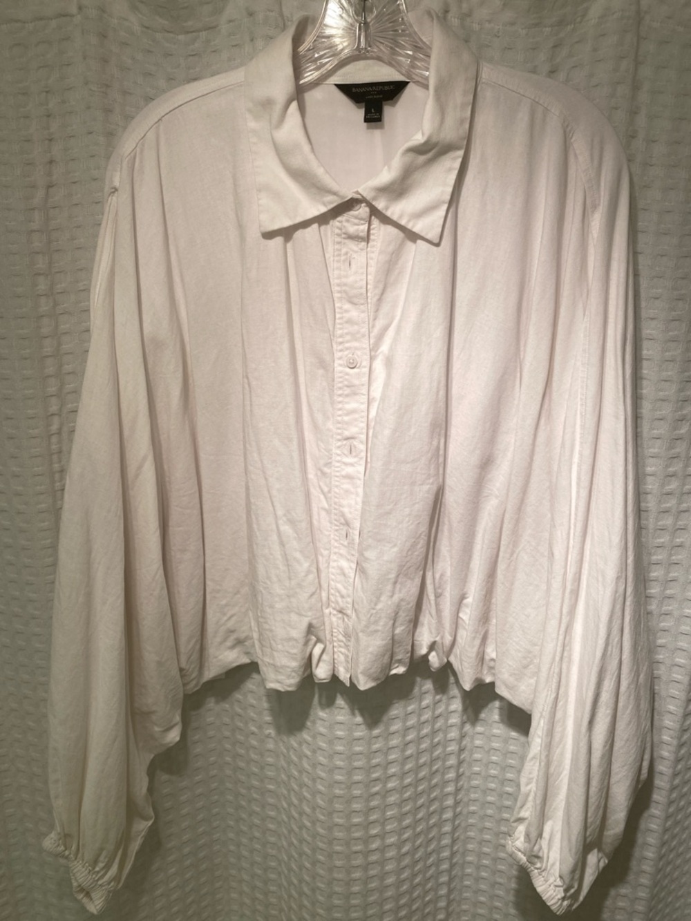 Balloon Sleeve Banana Republic White Button-Down Shirt